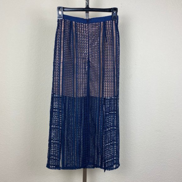 NWT TopShop Geometric Lace Split Midi Skirt - Picture 4 of 6